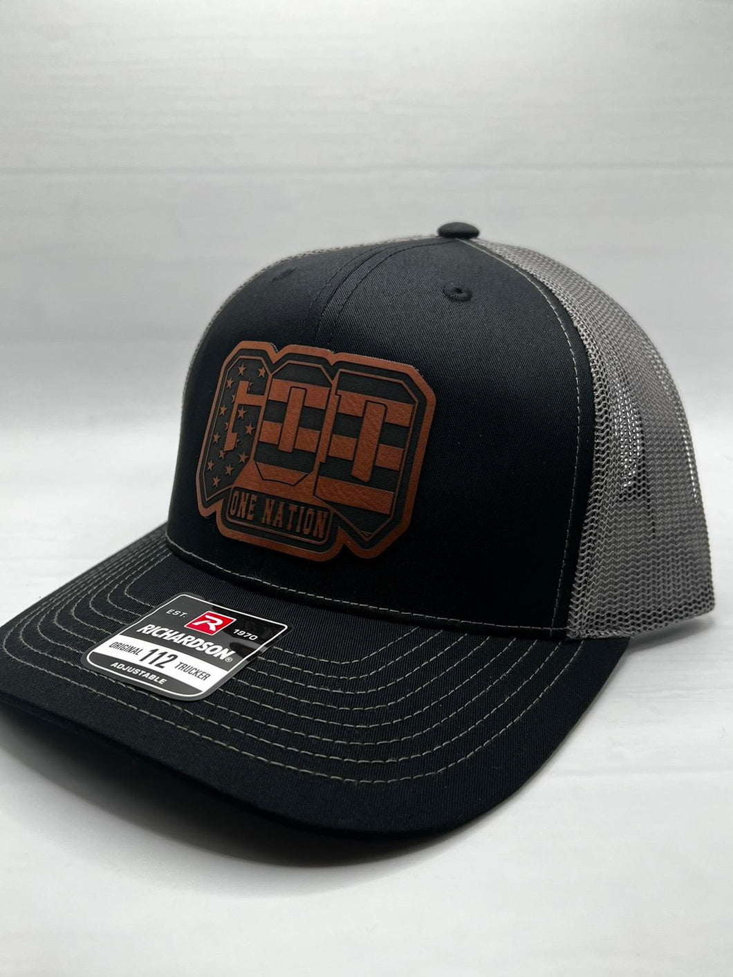 One nation under god leather patch snapback hat