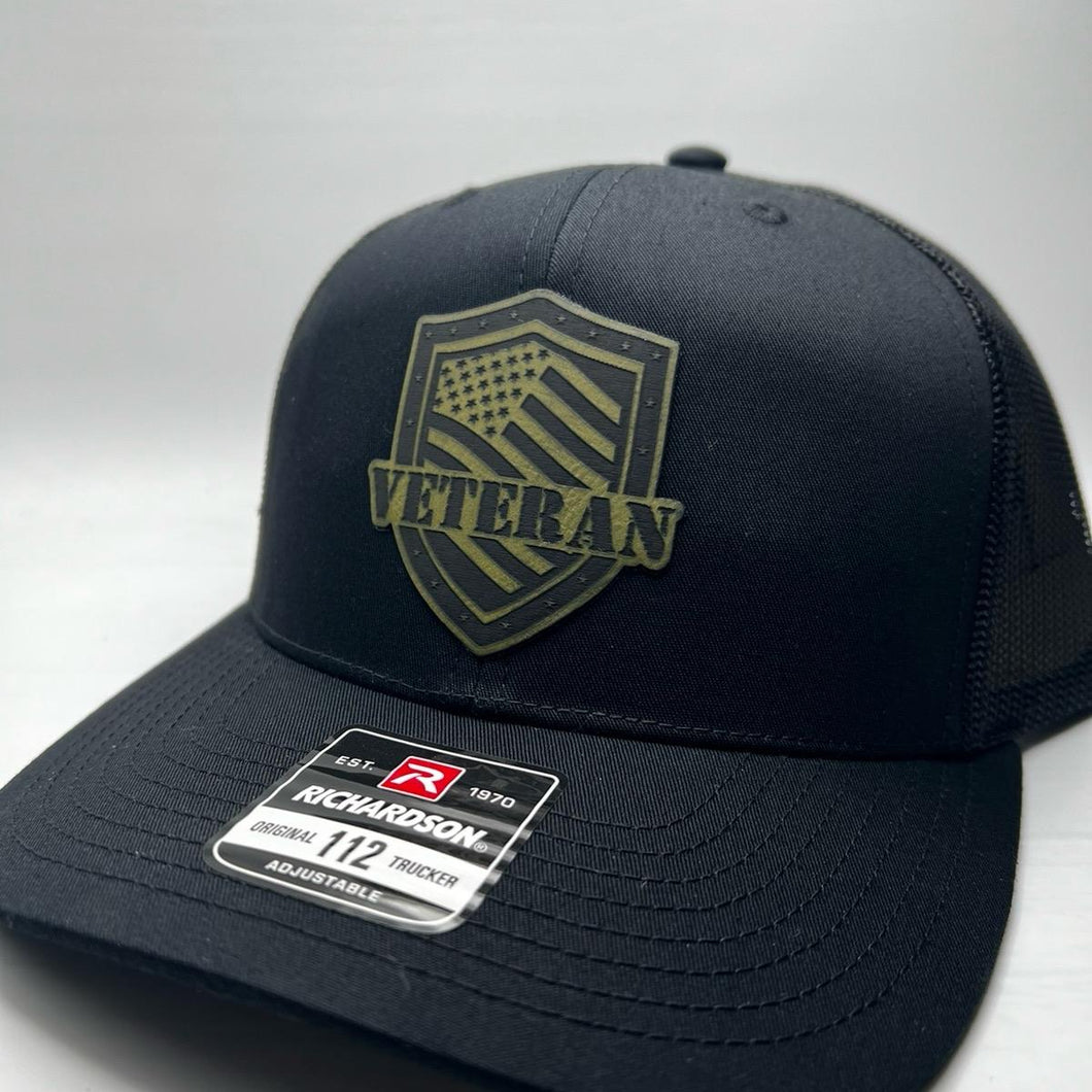 Veteran Shield Leather Patch Hat