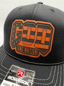 One nation under god leather patch snapback hat