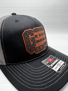 One nation under god leather patch snapback hat