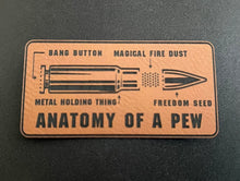 Load image into Gallery viewer, Anatomy of a pew leather patch hat kamel
