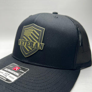 Veteran Shield Leather Patch Hat