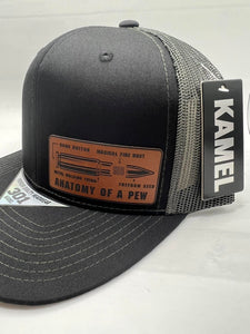 Anatomy of a pew leather patch hat kamel